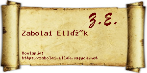 Zabolai Ellák névjegykártya